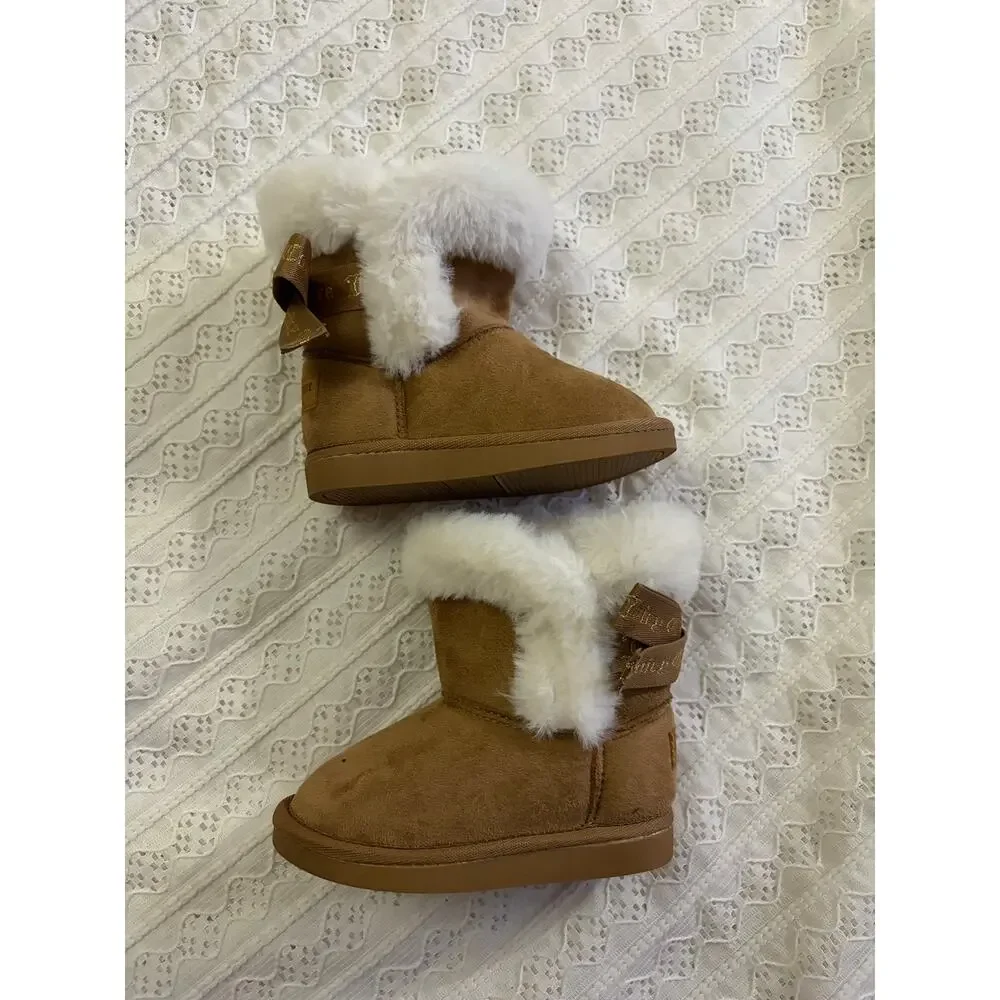 Juicy Couture Toddler Girls Faux Suede Faux Fur Winter Boots Size 6M NWT